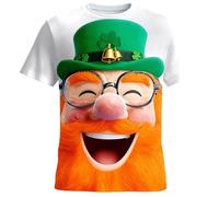 Camiseta de manga corta para el Día de San Patricio, diseño gráfico verde irlandés para las celebraciones de los santos., Blanco, 3XL