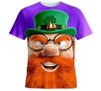 Camiseta de manga corta para el Día de San Patricio, diseño gráfico verde irlandés para las celebraciones de los santos., morado, XXL