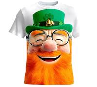 Camiseta de manga corta para el Día de San Patricio, diseño gráfico verde irlandés para las celebraciones de los santos., Blanco, L