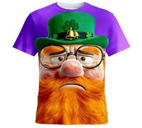 Camiseta de manga corta para el Día de San Patricio, diseño gráfico verde irlandés para las celebraciones de los santos., morado, XL