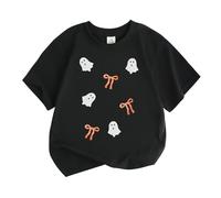 Camiseta de manga corta para Halloween, informal, básica, para niños pequeños y jóvenes, Negro , 3-4 años