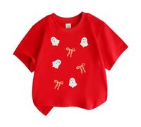 Camiseta de manga corta para Halloween, informal, básica, para niños pequeños y jóvenes, Rojo sandía, 3-4 años