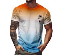 Camiseta de manga corta para hombre, ajuste regular, color coco, camiseta de manga corta, cuello redondo, tropical, vacaciones, calle, diario, verano, primavera, para interiores y exteriores, deportes