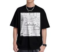 Camiseta de manga corta para hombre, ajuste regular, cuello redondo, diseño de cálculo, matemáticas, geometría, geek, camisetas de algodón frescas y transpirables, tallas S-XL, Negro, XL