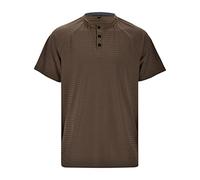 Camiseta de manga corta para hombre, ajuste regular, de algodón, informal, a la moda, color liso, con solapa, para interiores y exteriores, deportes, vida diaria, café, XL