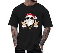 Camiseta de manga corta para hombre, camiseta deportiva con diseño festivo de Papá Noel, parte superior suave para vacaciones, fiestas, ideas de regalo, camisetas divertidas para hombres, disfraz de