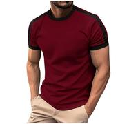 Camiseta de manga corta para hombre, camiseta moderna de cuello redondo, camiseta deportiva de verano, camiseta ligera de color bloque de color, camiseta deportiva, camiseta de verano, camiseta