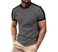 Camiseta de manga corta para hombre, camiseta moderna de cuello redondo, camiseta deportiva de verano, camiseta ligera de color bloque de color, camiseta deportiva, camiseta de verano, camiseta