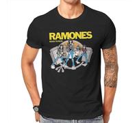 Camiseta de manga corta para hombre con banda de rock Ramone Rock, de algodón puro, camiseta de manga corta Road to Ruin Hypebeast, cuello redondo, talla grande, Negro, L