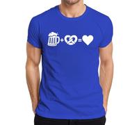 Camiseta de manga corta para hombre con corazón Oktoberfest Wiesn Baviera, azul, S
