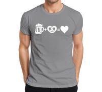 Camiseta de manga corta para hombre con corazón Oktoberfest Wiesn Baviera, gris, M