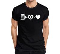 Camiseta de manga corta para hombre con corazón Oktoberfest Wiesn Baviera, Negro , 3XL