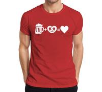 Camiseta de manga corta para hombre con corazón Oktoberfest Wiesn Baviera, rojo, XL