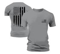 Camiseta de manga corta para hombre con estampado de bandera, camiseta de manga corta moderna con cuello redondo, cómoda y transpirable, camiseta de verano para exteriores, uso diario, camiseta ligera
