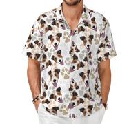 Camiseta de Manga Corta para Hombre con Estampado de Perro Jack Russell Terrier y Sus Huellas, Ideal para el Verano. Camiseta Ligera para Adultos.,As Shown,S