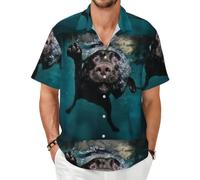 Camiseta de Manga Corta para Hombre con Estampado de Perro Labrador Retriever Negro Nadando, Ideal para el Verano. Camiseta Ligera para Adultos.,As Shown,L
