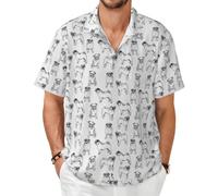 Camiseta de Manga Corta para Hombre con Estampado de Perro Pug, diseño de Perro Pug Lindo en Blanco y Negro, Ideal para el Verano. Camiseta Ligera para Adultos.,As Shown,5XL