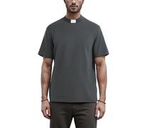 Camiseta de manga corta para hombre, cuello de lengüeta, clero, ministro, sacerdote, disfraz de sacerdote, Gris, XXX-Large