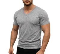Camiseta de manga corta para hombre, cuello en V, atlética, ligera, elástica, suave y cómoda, transpirable, para verano, casual, básica, para entrenamientos cómodos, Ceniciento claro, S
