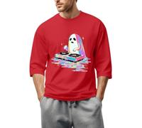 Camiseta de manga corta para hombre, cuello redondo, para Halloween, con impresión 3D, fantasmas, 06_rojo, XL