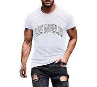 Camiseta de manga corta para hombre, cuello redondo, suelta, informal, con estampado de letras, camisetas Fsahion, Blanco, L