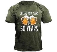 Camiseta de manga corta para hombre del Oktoberfest con texto en inglés "Cheers and Beers to My 50 Years", camiseta de manga corta para hombre, disfraz divertido de cerveza, traje de festival de