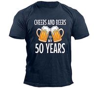 Camiseta de manga corta para hombre del Oktoberfest con texto en inglés "Cheers and Beers to My 50 Years", camiseta de manga corta para hombre, disfraz divertido de cerveza, traje de festival de