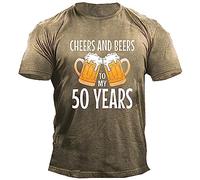 Camiseta de manga corta para hombre del Oktoberfest con texto en inglés "Cheers and Beers to My 50 Years", camiseta de manga corta para hombre, disfraz divertido de cerveza, traje de festival de