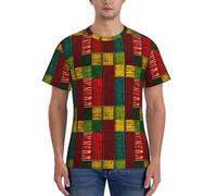 Camiseta de manga corta para hombre, estilo africano, con estampado de retazos 1, cómoda, para gimnasio, entrenamiento, actividades deportivas, Negro, 3XL