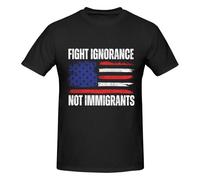 Camiseta de Manga Corta para Hombre Lucha contra la ignorancia, no contra los inmigrantes y Resiste el Odio.
