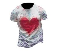 Camiseta de manga corta para hombre para el día de San Valentín 2026, estampado de teñido anudado, ajustada, para el hogar, interiores y exteriores, Rojo De La Sandía, L