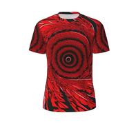 Camiseta de manga corta para hombre, transpirable, ligera, para verano, gimnasio, entrenamiento, casual, con estampado de flores rojas, Negro, 4XL