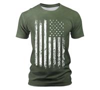 Camiseta de Manga Corta para Hombre Verano Casual Día de la Independencia Impresiones Tops # L