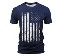 Camiseta de Manga Corta para Hombre Verano Casual Día de la Independencia Impresiones Tops # L