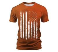 Camiseta de Manga Corta para Hombre Verano Casual Día de la Independencia Impresiones Tops # L