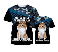 Camiseta de Manga Corta para Hombre Vizsla húngaro Estampado de Camuflaje Azul Marino Ropa para Mascotas con impresión 3D Camiseta Unisex de Harajuku con Mensaje sobre el Plan de jubilación