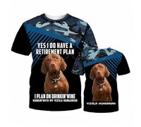 Camiseta de Manga Corta para Hombre Vizsla húngaro Estampado de Camuflaje Azul Marino Ropa para Mascotas con impresión 3D Camiseta Unisex de Harajuku con Mensaje sobre el Plan de jubilación