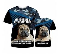 Camiseta de Manga Corta para Hombre Vizsla húngaro Estampado de Camuflaje Azul Marino Ropa para Mascotas con impresión 3D Camiseta Unisex de Harajuku con Mensaje sobre el Plan de jubilación