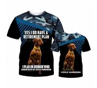 Camiseta de Manga Corta para Hombre Vizsla húngaro Estampado de Camuflaje Azul Marino Ropa para Mascotas con impresión 3D Camiseta Unisex de Harajuku con Mensaje sobre el Plan de jubilación