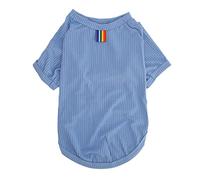 Camiseta de manga corta para mascotas, camisa azul para mascotas, protección suave para el pelo de primavera y verano para uso diario para el aniversario de la vida nocturna para perros pequeños (S)