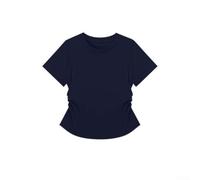 Camiseta de manga corta para mujer, ajustada, color puro, casual, para primavera, verano, otoño, invierno, vacaciones, uso diario, hogar, club, longitud regular, poliéster (XXL para azul rey)