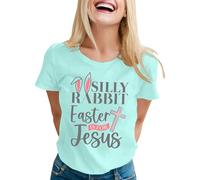 Camiseta de manga corta para mujer, camiseta casual de manga corta y cuello redondo para mujer, con estampado de carta, varios colores, menta verde., XXX-Large