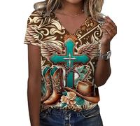 Camiseta de Manga Corta para Mujer con Caballos Impresa en 3D con diseño de Animal Camisetas Divertidas Escote en V Moda Streetwear suéteres Superiores