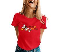 Camiseta de manga corta para mujer con cuello redondo y estampado "World Be Day", rojo, M