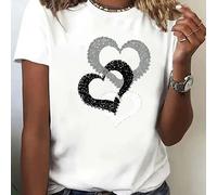 Camiseta de Manga Corta para Mujer con Estampado de - Blusa Casual de Cuello para Verano, Casual de -Verano, Top Lavable a Máquina, Tejido Elástico para Capas y Outfits Independientes