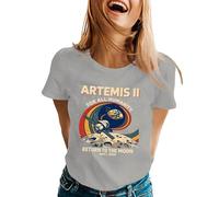 Camiseta de manga corta para mujer con estampado retro "for All Humanity Return to The Moon", camiseta de manga corta, cómoda, informal, informal, camiseta básica ancha, Estilo#k05 Gris, M