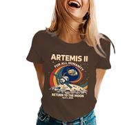 Camiseta de manga corta para mujer con estampado retro "for All Humanity Return to The Moon", camiseta de manga corta, cómoda, informal, informal, camiseta básica ancha, Estilo#k04 Caqui, M