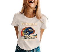 Camiseta de manga corta para mujer con estampado retro "for All Humanity Return to The Moon", camiseta de manga corta, cómoda, informal, informal, camiseta básica ancha, Estilo#k01 Beige, 3XL