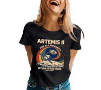 Camiseta de manga corta para mujer con estampado retro "for All Humanity Return to The Moon", camiseta de manga corta, cómoda, informal, informal, camiseta básica ancha, Estilo#k02 Negro, XL