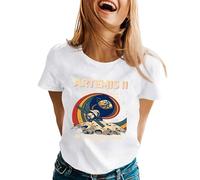 Camiseta de manga corta para mujer con estampado retro "for All Humanity Return to The Moon", camiseta de manga corta, cómoda, informal, informal, camiseta básica ancha, Estilo#k07 Blanco, M